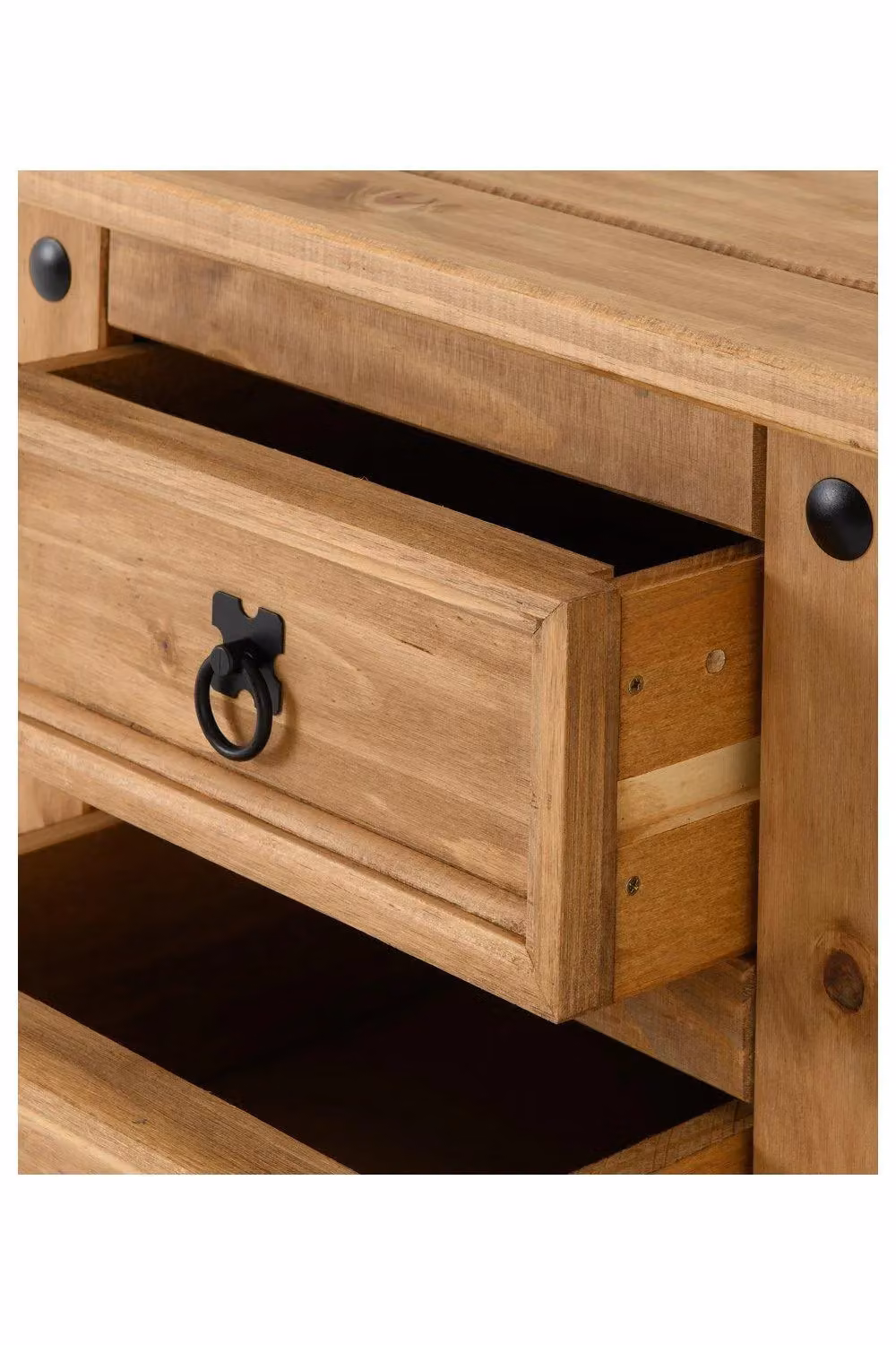 Seconique Corona 3 Drawer Bedside Table in Waxed Pine – 4