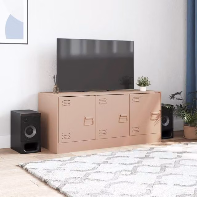 Berkfield Home Pink Steel TV Cabinet W/D/H: 99 x 39 x 44 cm – 1