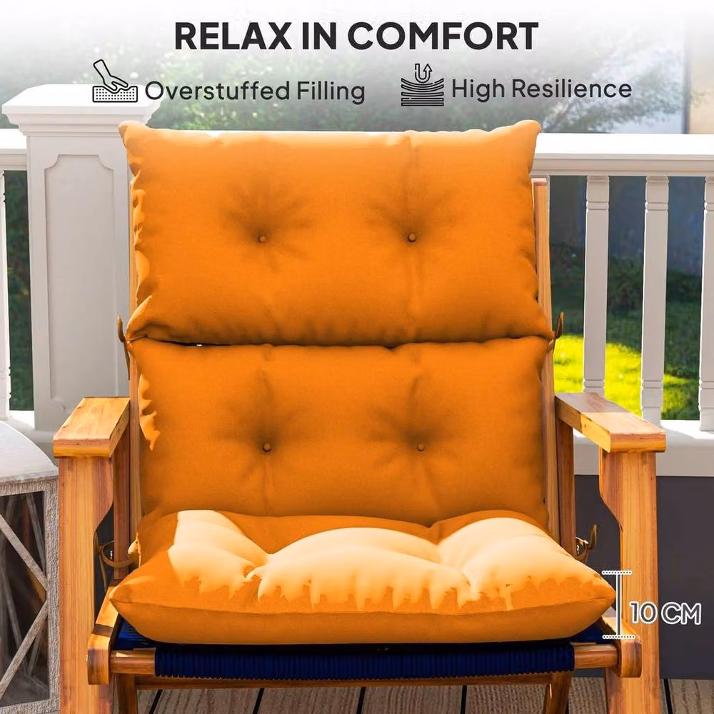 KORVIXA Set of 2 Orange Polyester Square Adirondack Chair Cushions – 4