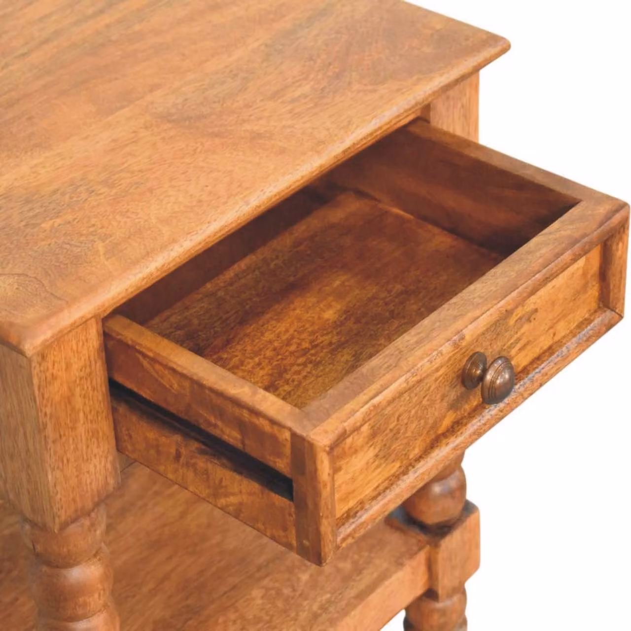 Aosom UK Solid Wood Spindle Bedside Table with Drawer and Shelf in Brown, W/D/H: 45 x 35 x 60 cm – 4