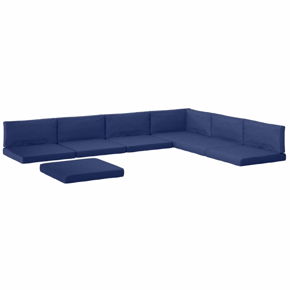 OUTSUNNY Replacement Outdoor Garden Seat Cushion Pad in Dark Blue with Removable Washable Polyester Cover – 2