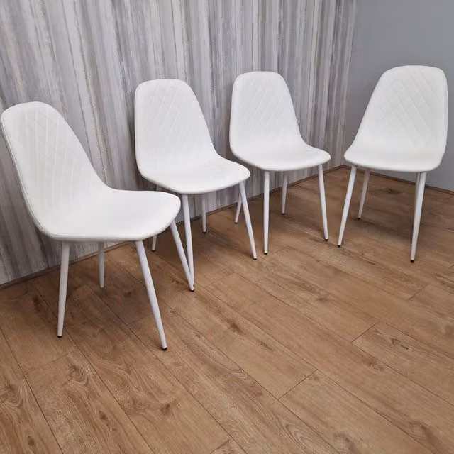 Kosy Koala Set of 4 Gem Modern Dining Chairs in White Synthetic Leather