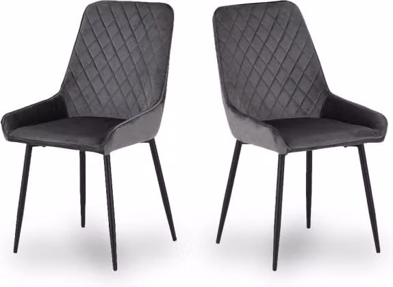 Seconique Avery Set of 2 Grey Velvet Dining Chairs with Armrests – 1