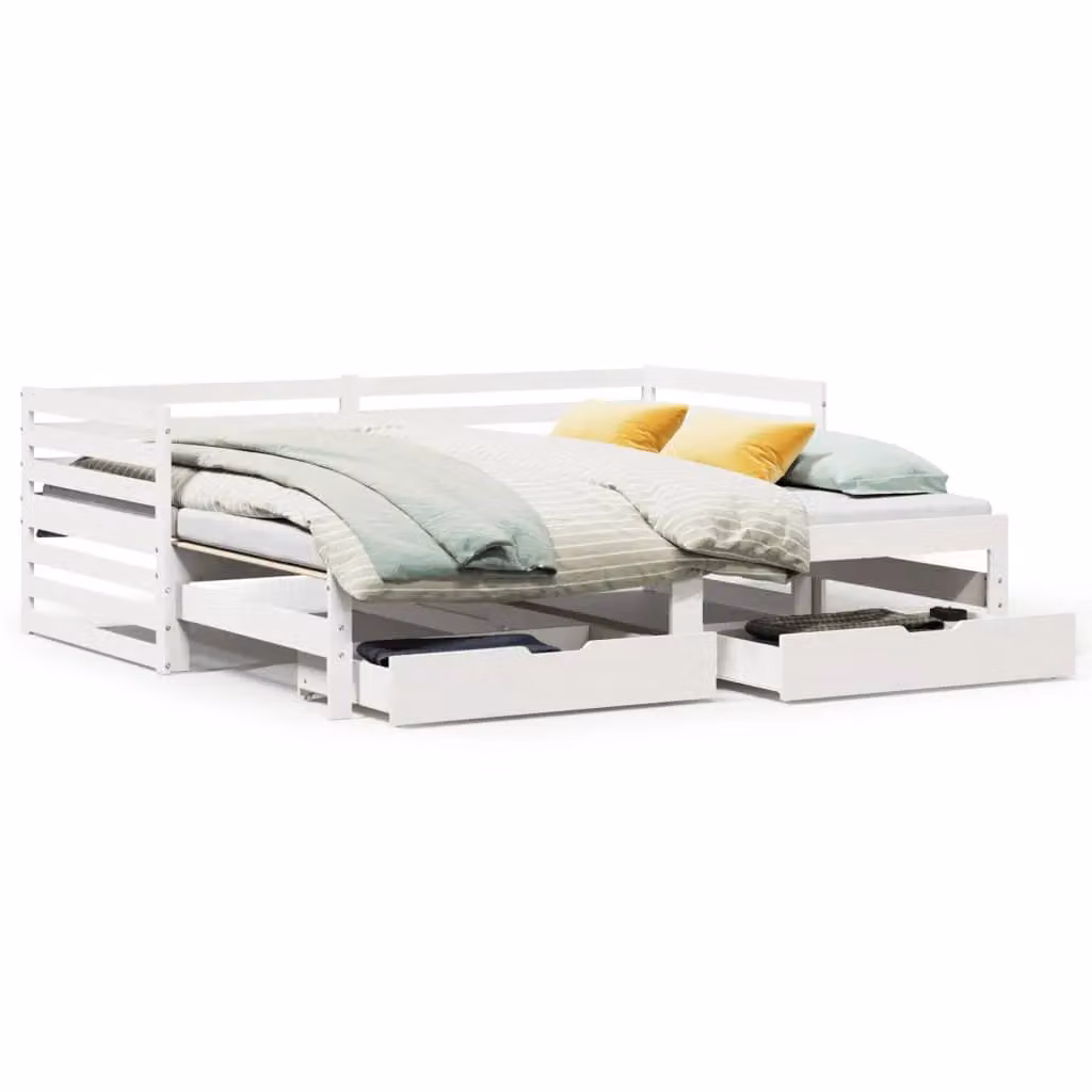 Berkfield Home White Solid Wood Daybed with Drawers, W/D/H: 90 x 200 cm – 2