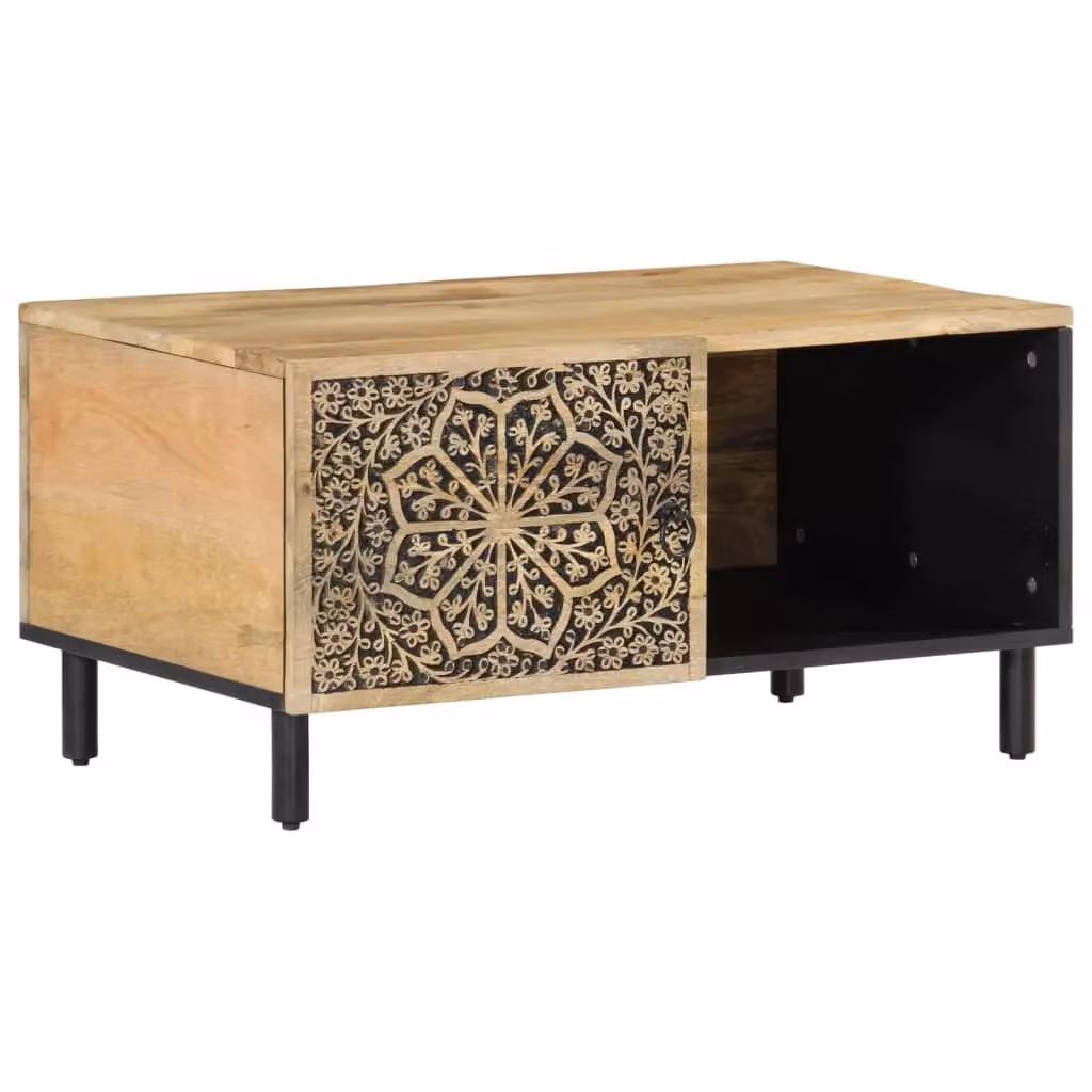 Berkfield Home Mango Wood Coffee Table in Brown, W: 80 cm, D: 50 cm, H: 40 cm – 2