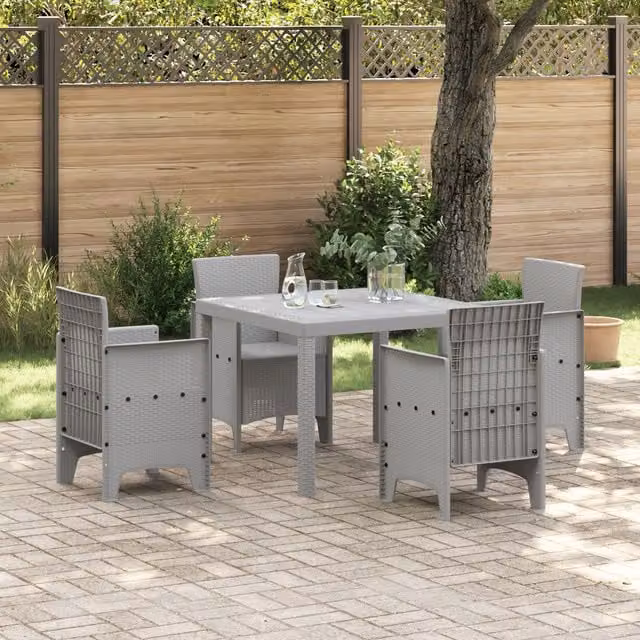 Berkfield Home Garden Table in Light Grey Poly Rattan, W/D/H: 100 x 100 x 73 cm – 1