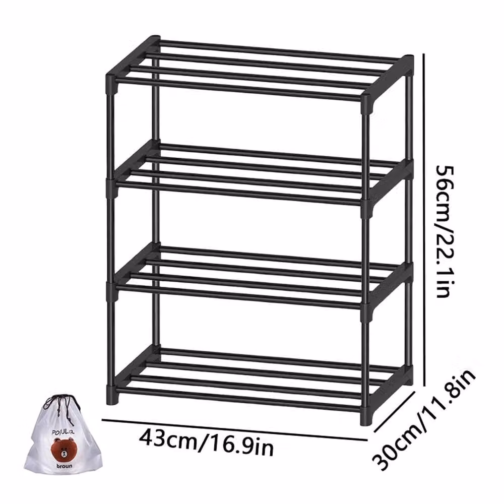 EONLION 4-Tier Slim Narrow Freestanding Shoe Rack in Black – 2
