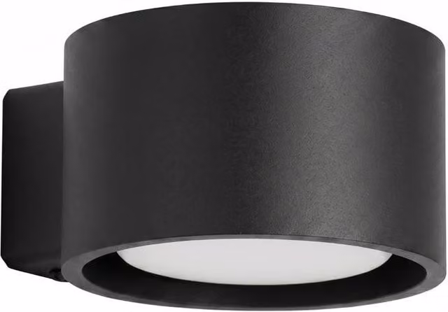 Sollux Lighting Minimalist Round Wall Lamp in Black, W/D/H: 6 x 10 x 12 cm