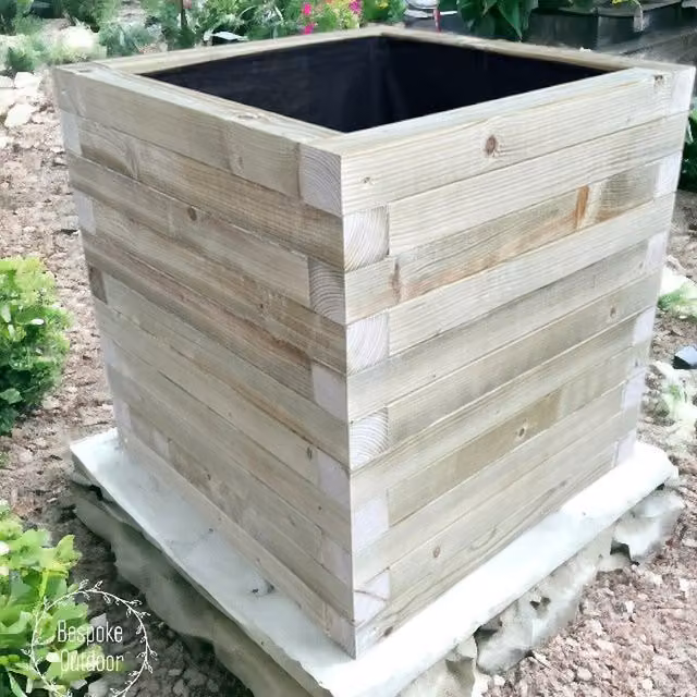 Bespoke Outdoor Somerset Range Wooden Timber Planter Tub in Brown and Yellow, W: 120 cm, D: 40 cm