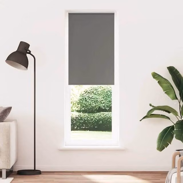 Berkfield Home Grey Blackout Roller Blind, Thermal Insulating Polyester, W: 85 cm, H: 210 cm – 1