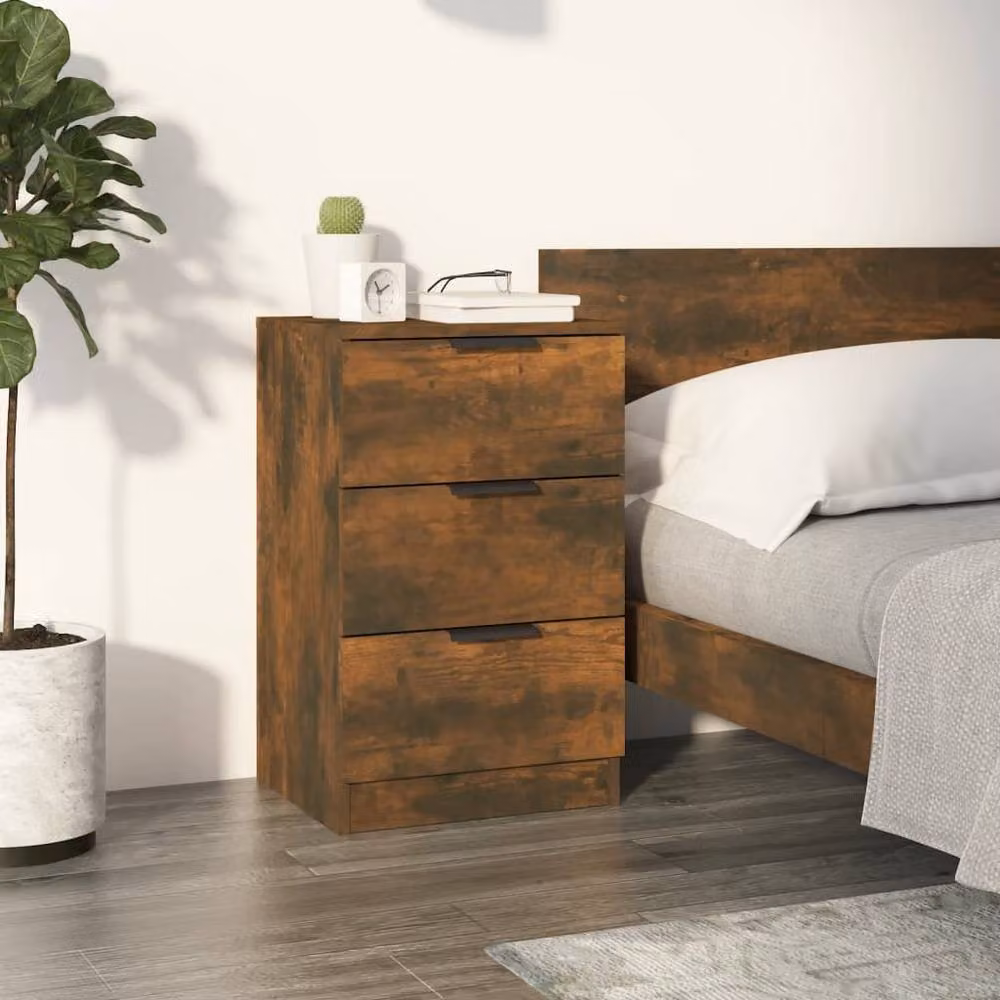 Berkfield Home Smoked Oak Bedside Cabinet in Brown, W/D/H: 40 x 36 x 65 cm – 2