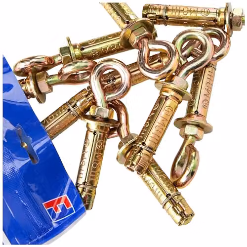 ForgeFix M8 Galvanised Yellow Masonry Anchor Eye Bolts, Pack of 10 – 2
