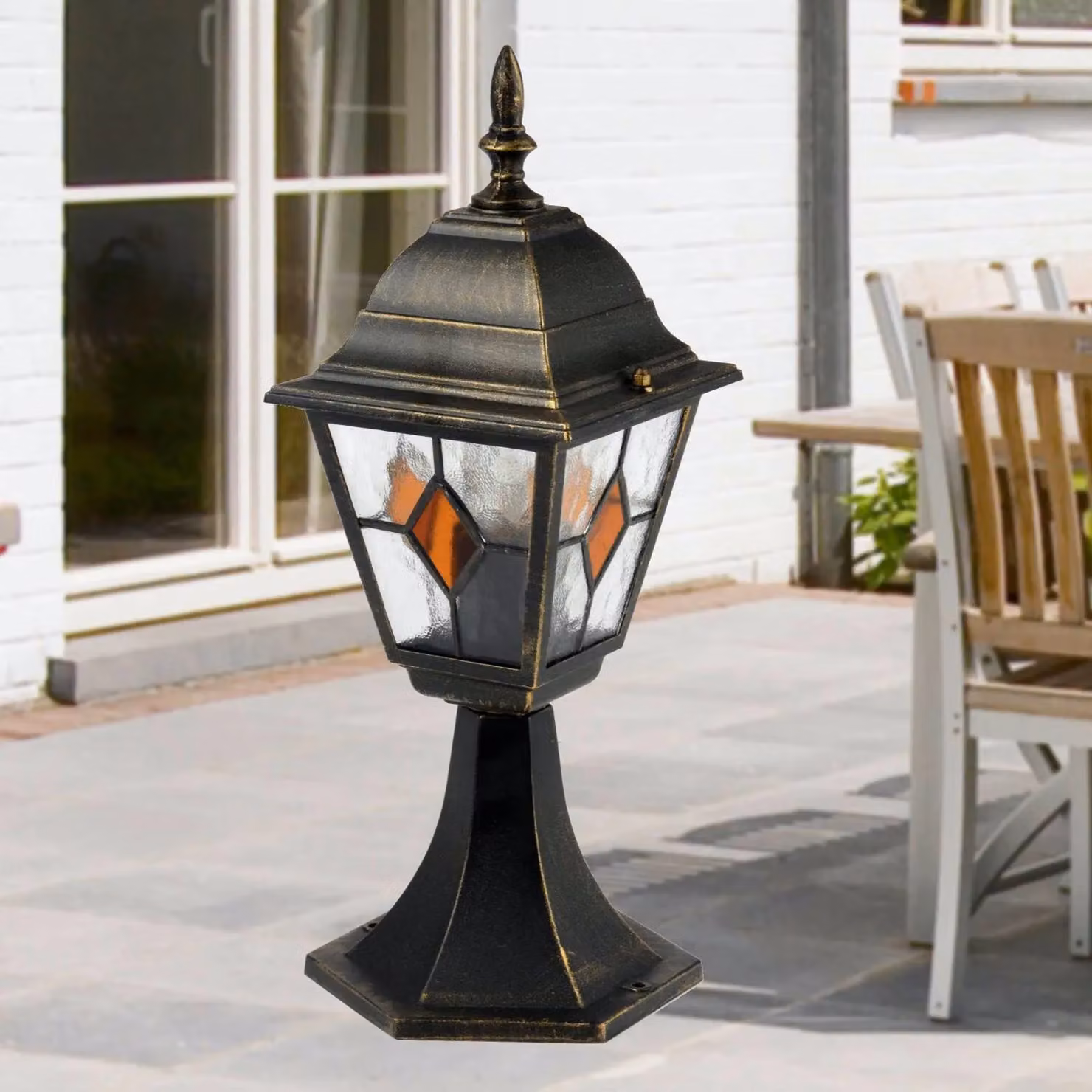 First Choice Lighting Morecambe IP44 LED Garden Post Light in Black and Brushed Gold – 4
