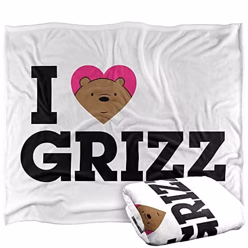 LOGOVISION We Bare Bears Heart Grizz Super Soft White Fleece Throw Blanket W: 152 cm, D: 127 cm – 1