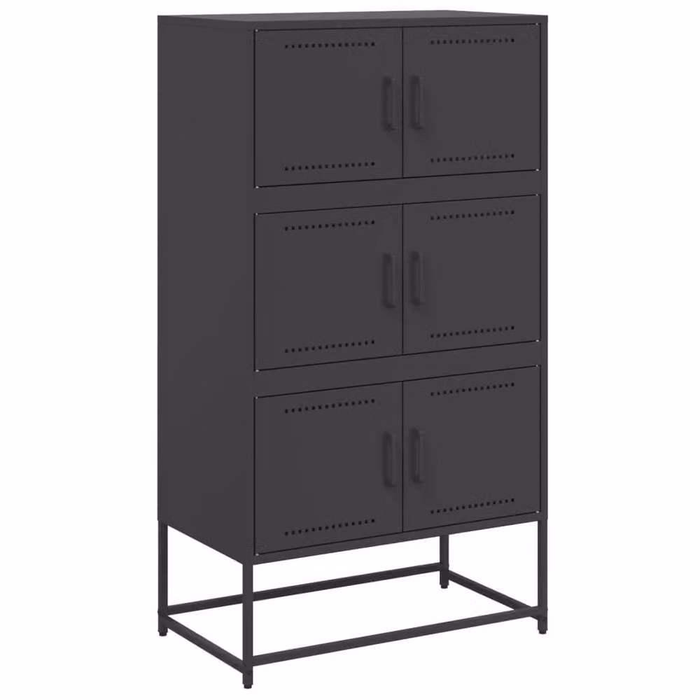 Berkfield Home Black Matt Metal Sideboard W/D/H: 68.5 x 38.5 x 123.5 cm – 2