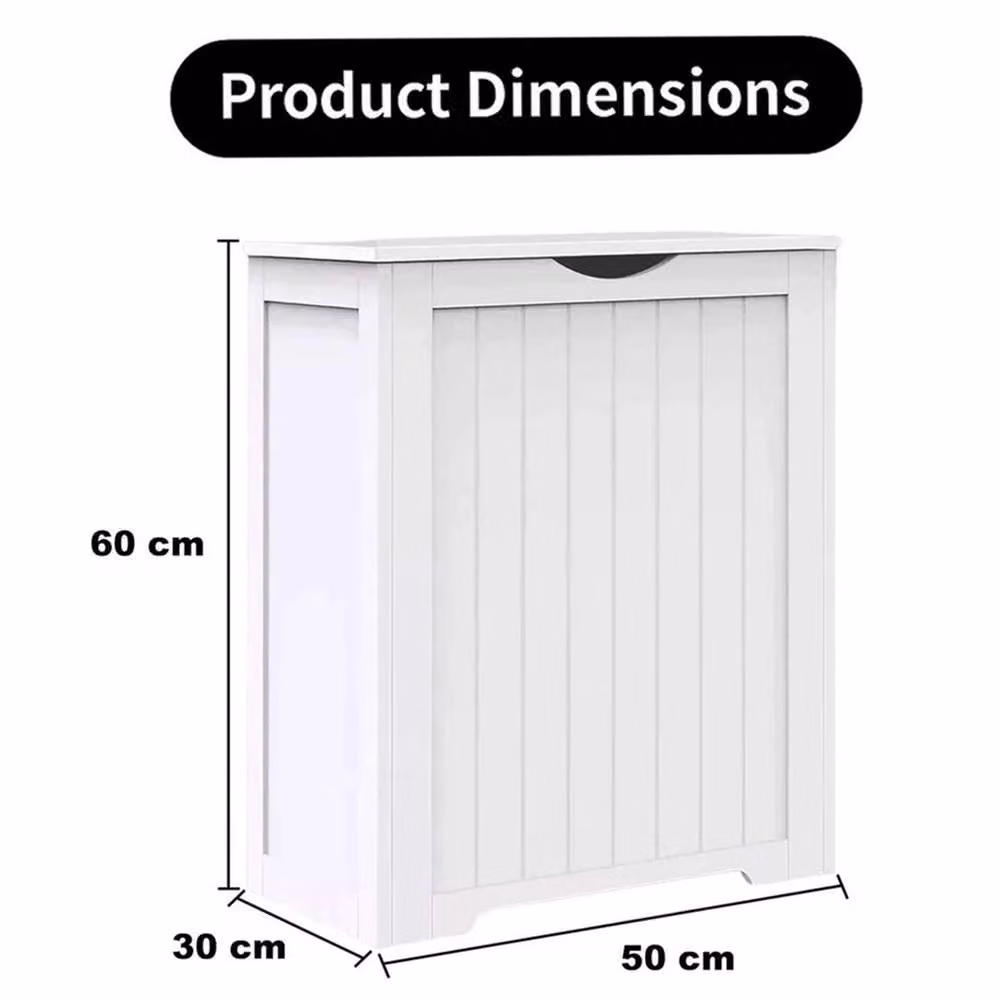 VOGREX White Wooden Freestanding Laundry and Bathroom Storage Cabinet with Roll Shutter Doors – 2