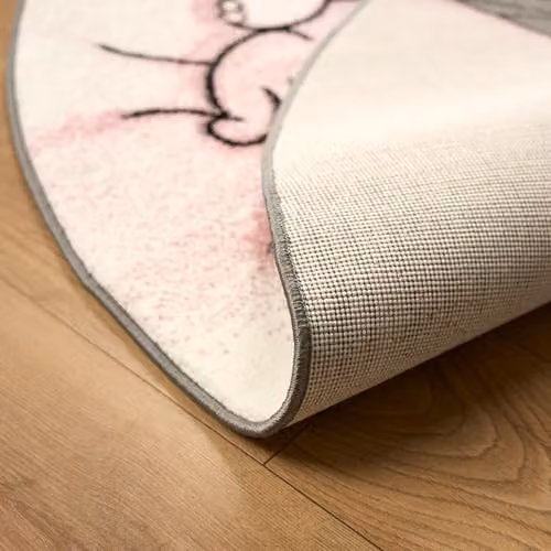Bravich LTD Pink Baby Elephant and Stars Round Kids Rug, Diameter: 120 cm – 5