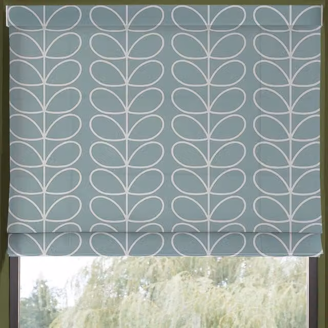 Orla Kiely Jumbo Linear Stem Made to Measure Blackout Roman Blind in Aqua Blue