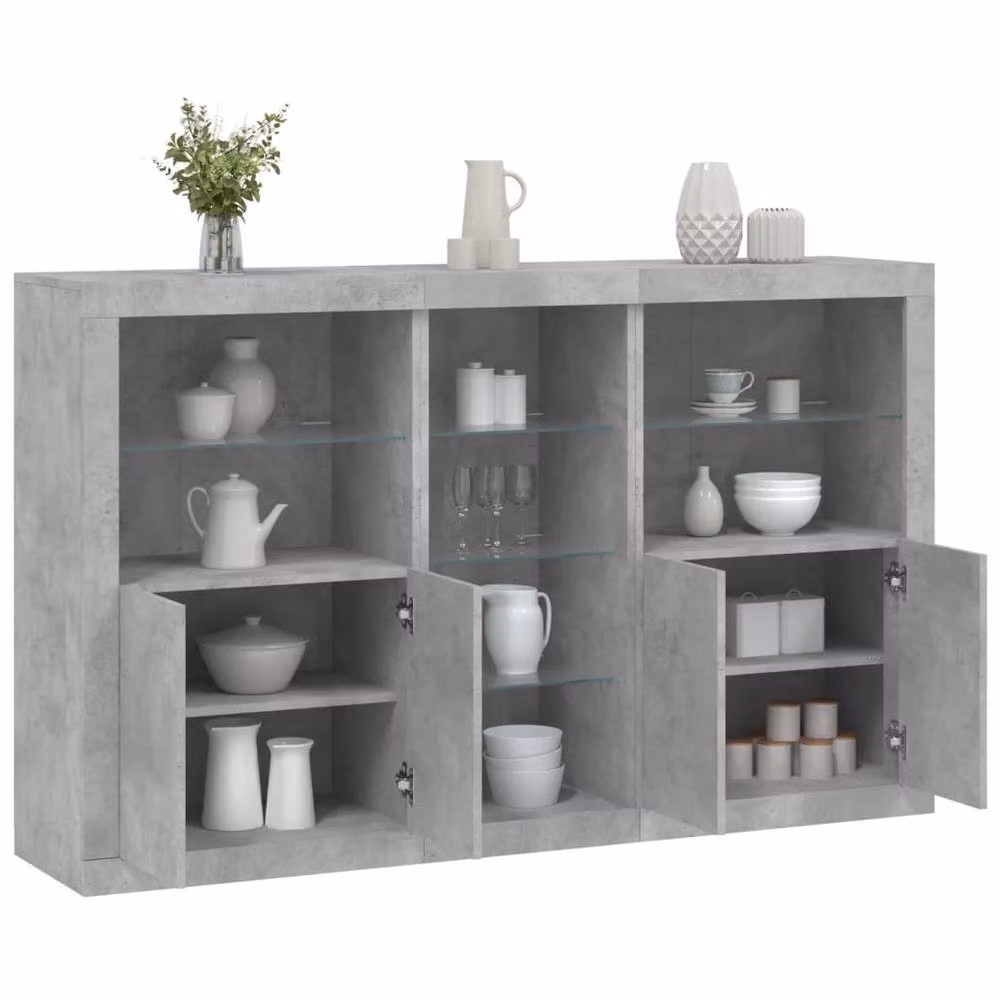 Berkfield Home Modern Sideboard with Integrated LED Lights in Concrete Grey, W: 162 cm, D: 37 cm, H: 100 cm – 2