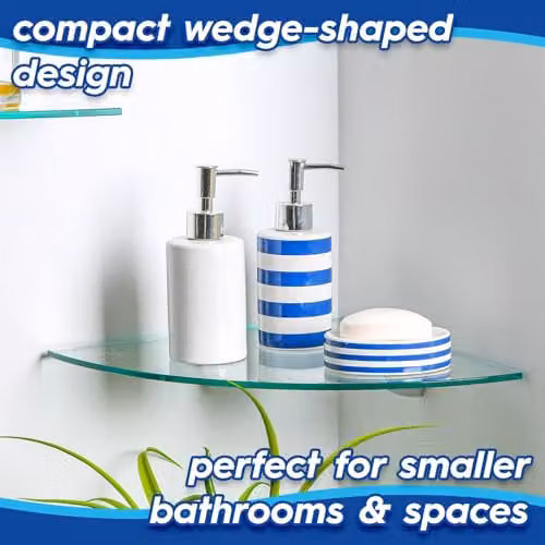 Harbour Housewares Wall-Mounted Glass Corner Shelf in Black and Transparent – 2