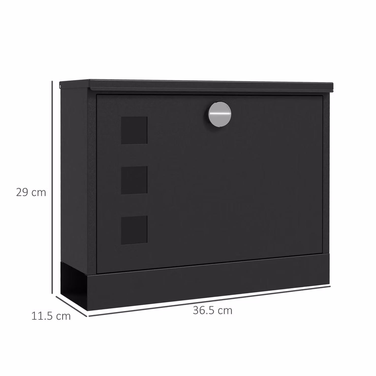 HOMCOM Wall Mounted Steel Letter Box in Matt Black, W/D/H: 29.0 x 11.5 x 36.5 cm – 3