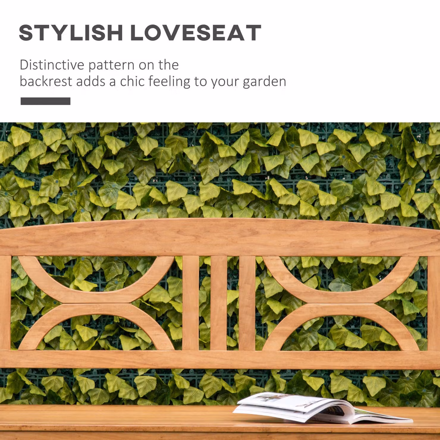 Outsunny 2 Seater Wooden Garden Bench in Brown – 3
