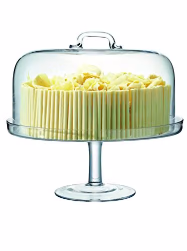 LSA International Serve Cakestand and Dome, Clear Handmade Glass, Diameter: 34.5 cm