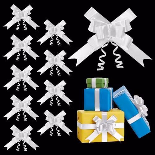Shatchi 40pcs White 30mm Pull Bows for Gift Wrapping and Decorations – 7