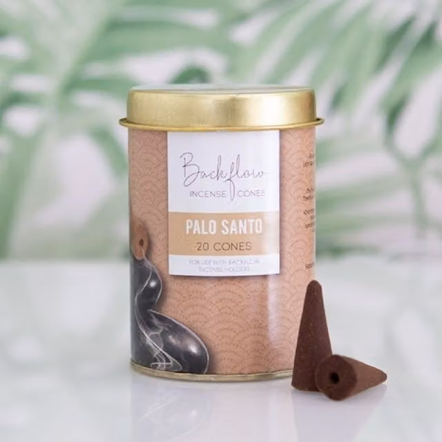 Elements Home Fragrance Palo Santo Backflow Cones, 6 Tins of 20 Cones, Brown, Vegan