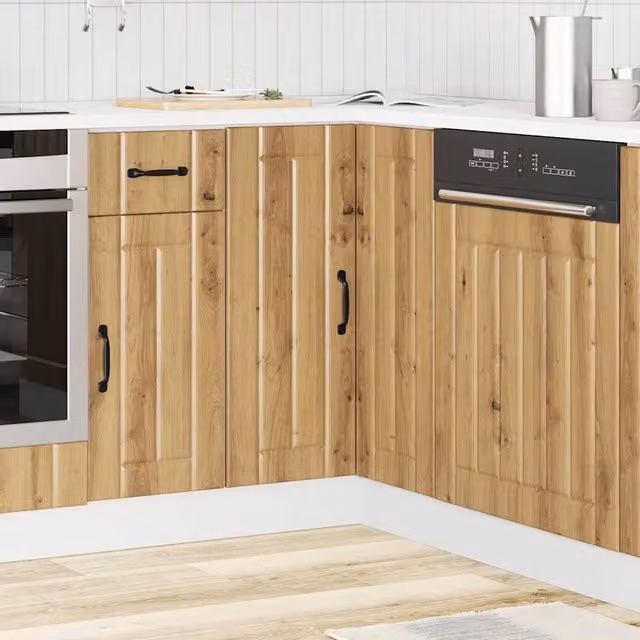 Berkfield Home Lucca Artisan Oak Kitchen Corner Base Cabinet in Brown, W/D/H: 75.5 x 81.5 x 20.0 cm