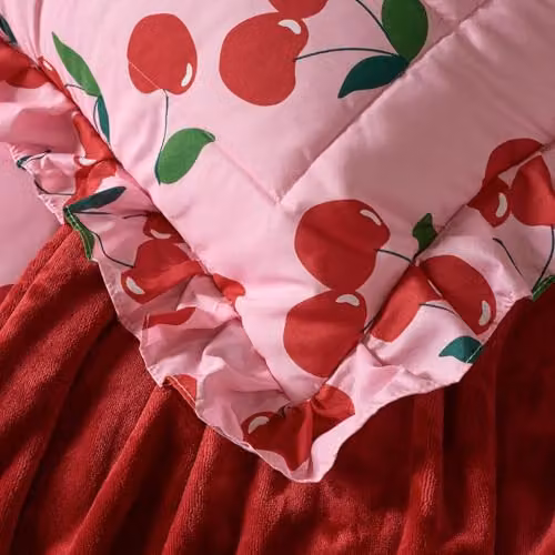 OHS Cherry 7.5 Tog Reversible Microfibre Coverless Duvet and Pillowcase Set, Pink, W/D/H: 200 x 200 x 3 cm – 2