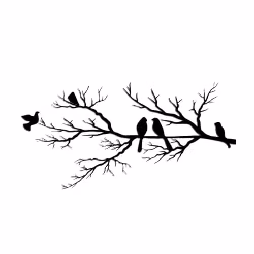 Your Home Rulez Black Metal Birds Branch Wall Art, W 120 cm x H 55 cm – 3