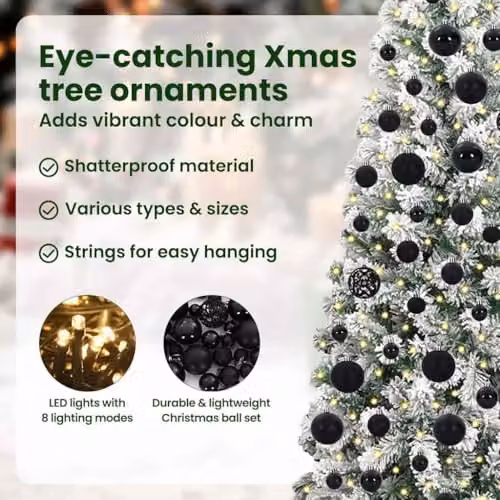 vidaXL Artificial Hinged Christmas Tree in Green and White, Height: 180 cm – 6