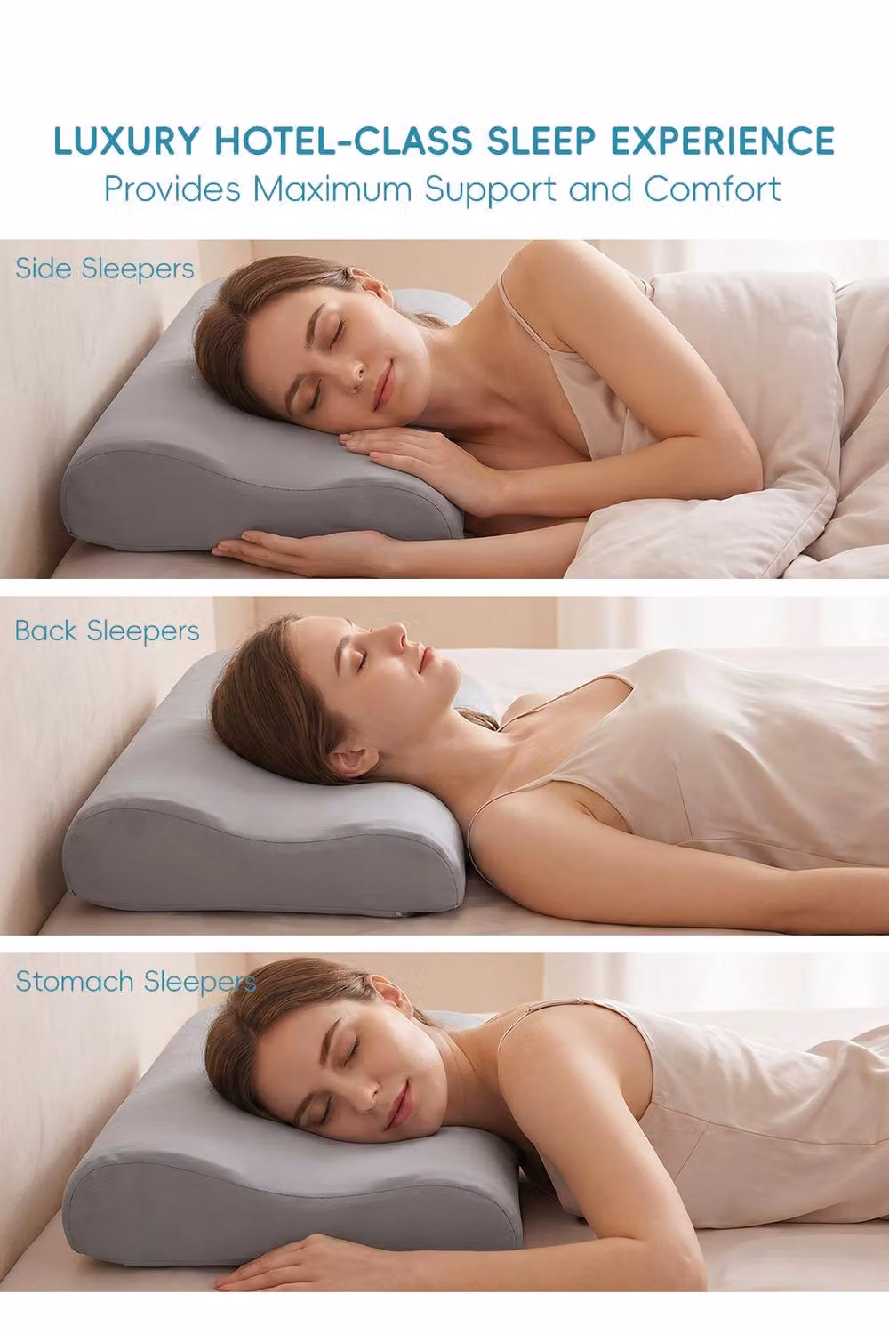 Living and Home Cooling Memory Foam Pillow with Removable Cover, Grey – 2