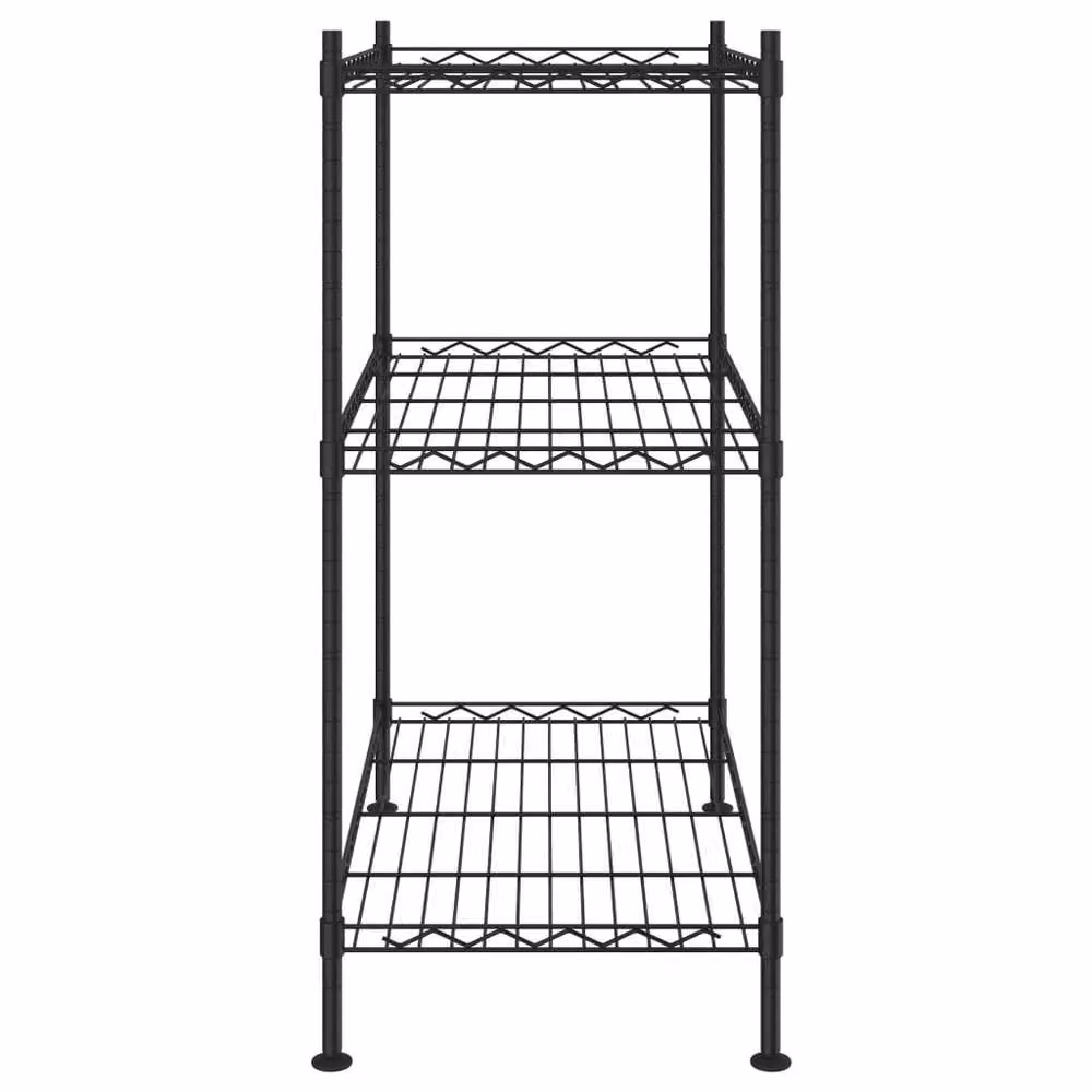 Berkfield Home 3-Tier Metal Storage Rack with Adjustable Shelves, Black, W/D/H: 60 x 35 x 76 cm – 3