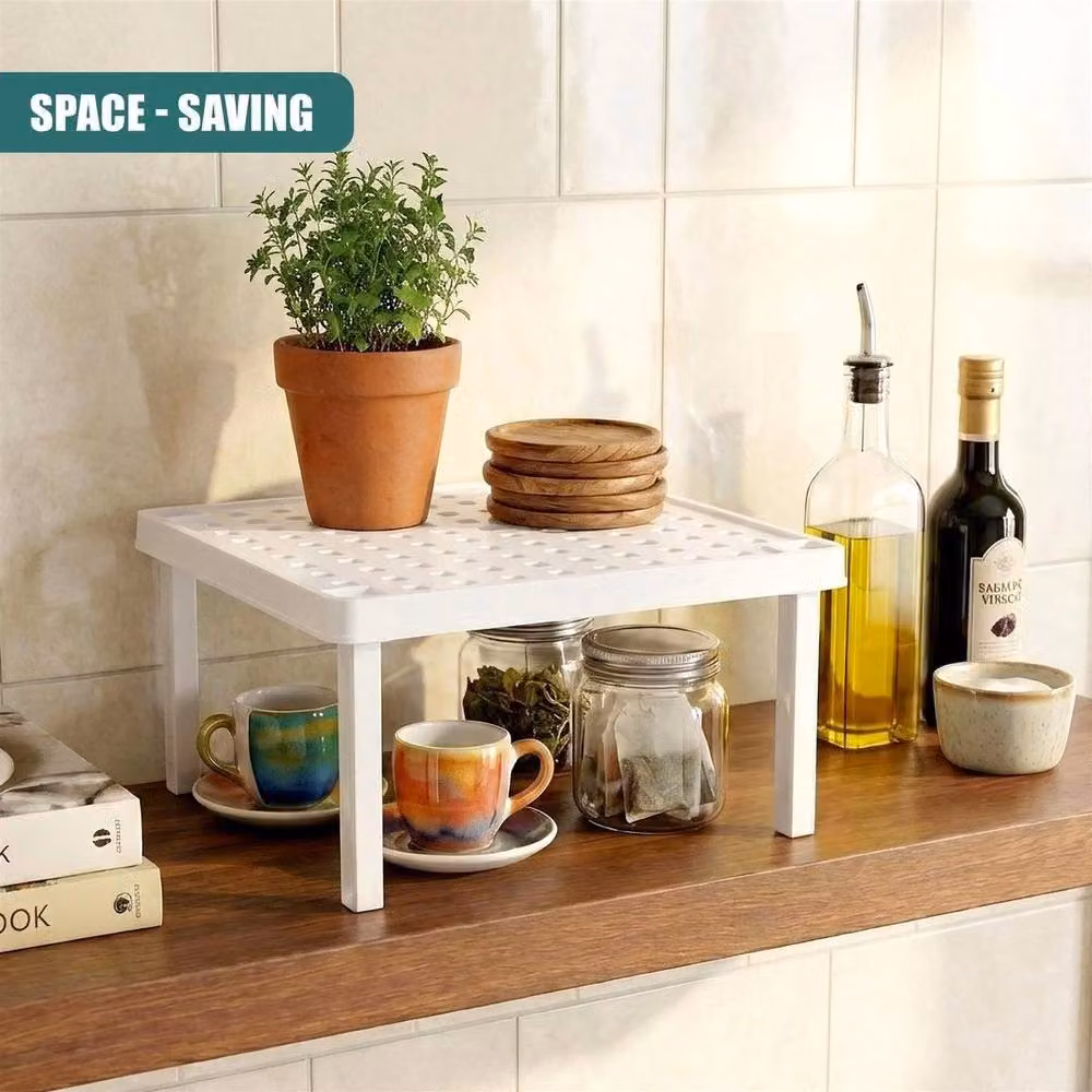 SPETLEK Stackable Square Plastic Shelf in White – 3