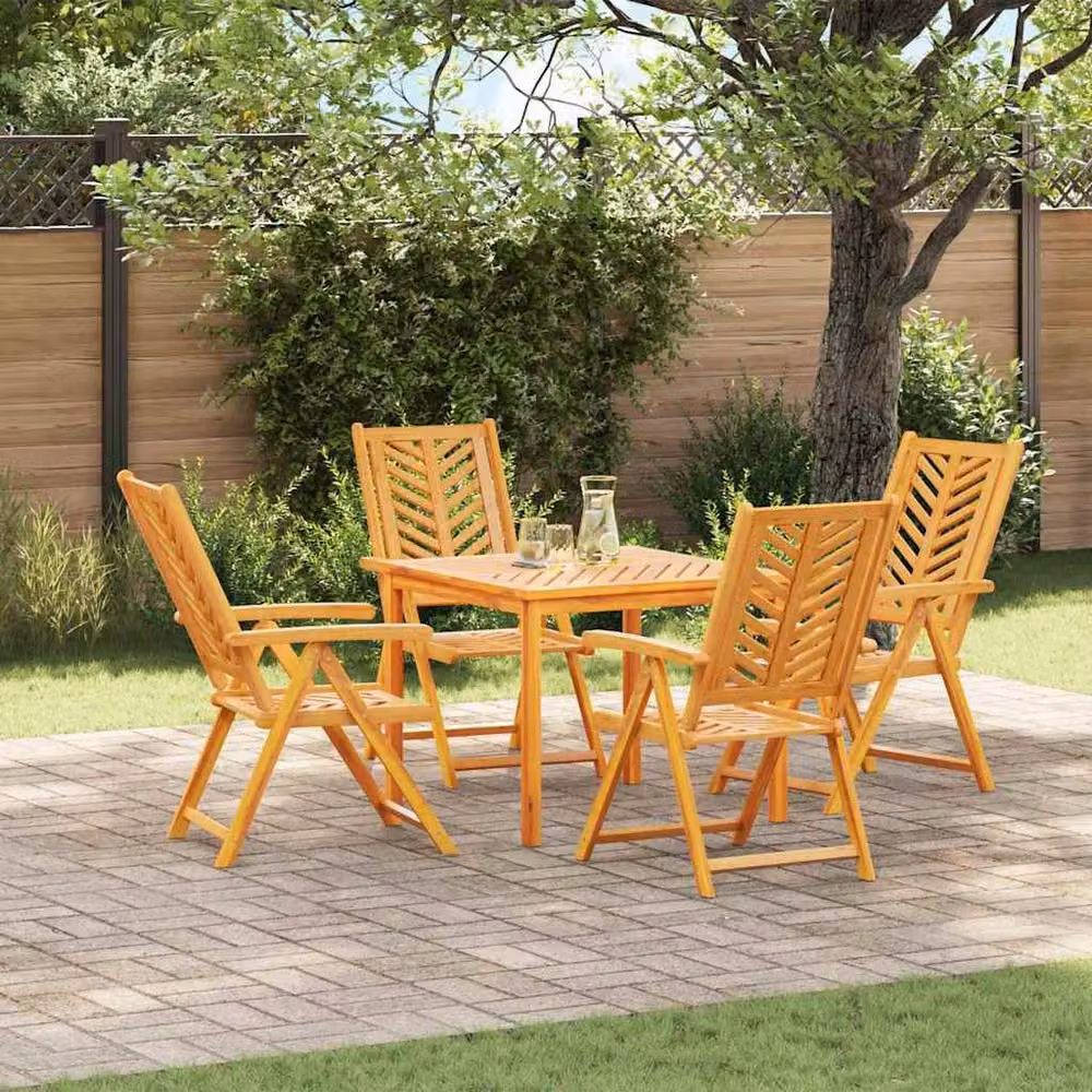 Berkfield Home Set of 4 Reclining Acacia Wood Garden Chairs in Brown – 2