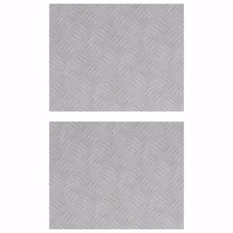 Berkfield Home Silver Aluminium Anti-Slip Checker Plate Sheets, 2 Pack, W: 50 cm, D: 40 cm