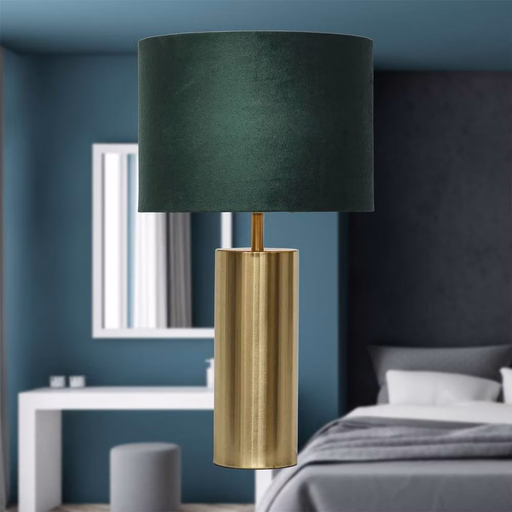 First Choice Lighting Set of 2 Gold and Green Velvet Touch Table Lamps – 4