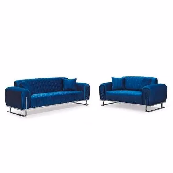 Sliding Wardrobes 4U Mandy 5 Piece Plush Velvet Sofa Set in Blue – 2