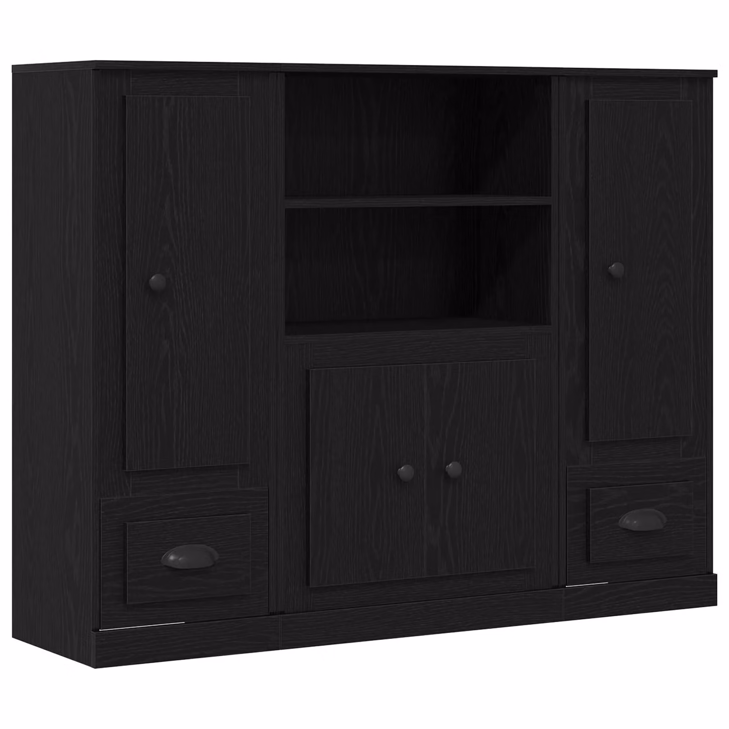 Berkfield Home Black Oak Highboard W/D/H: 132.5 x 35.5 x 103.5 cm – 2