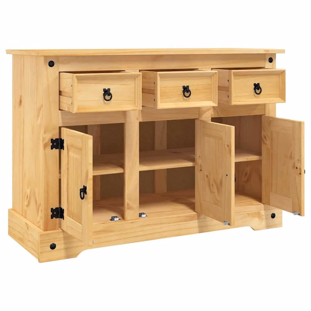 Berkfield Home Corona Sideboard in Brown Solid Mexican Pine, W/D/H: 112 x 43 x 78 cm – 2
