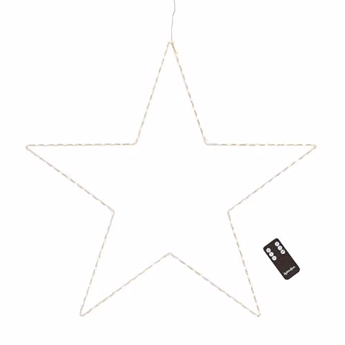 Lights4fun Osby Star Dual Colour LED Indoor Christmas Light with Remote Control and Timer, 60 cm, White, Gold and Silver – 2