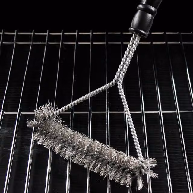 PMS Long Handled Stainless Steel Wire BBQ Cleaning Brush in Silver