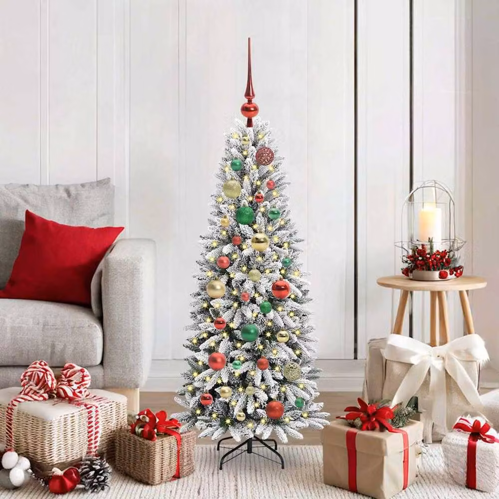 Berkfield Home Green Artificial Christmas Tree with 150 White LEDs, W/D/H: 53 x 53 x 120 cm – 2