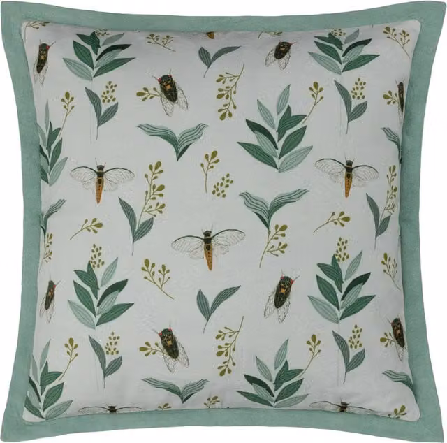 Make It A Home Lacewing Floral Square Cushion in Green and White