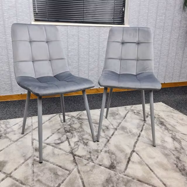 Kosy Koala Set of 2 Grey Velvet Tufted Dining Chairs