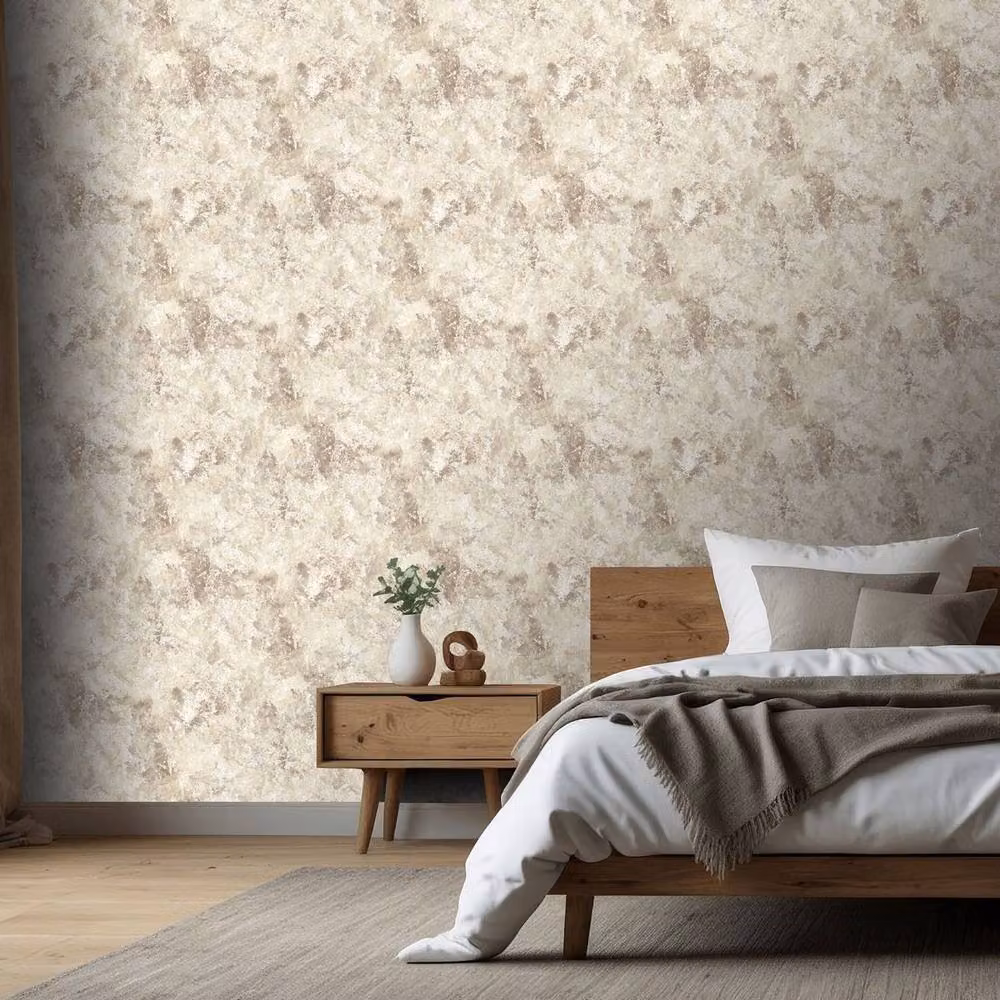 Muriva Perico Stone Textured Abstract Wallpaper in Beige and Cream – 3