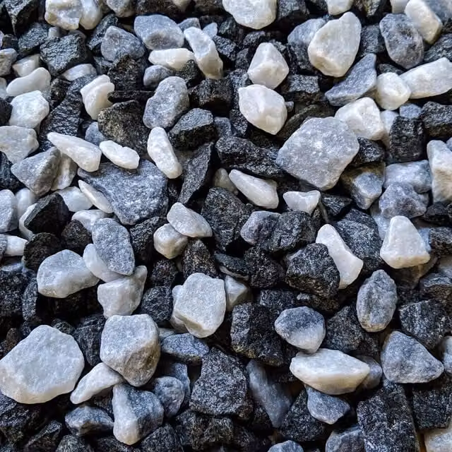 Warma Black Ice Decorative Stone Gravel in Black, Grey and Multicolour