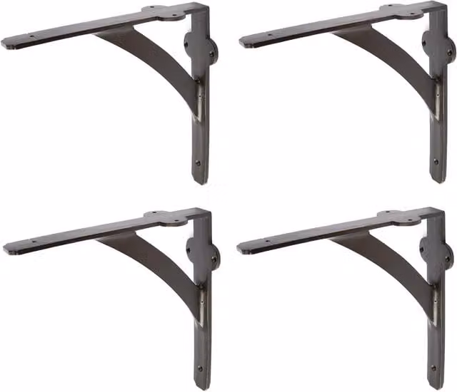 Hammer and Tongs Black Iron Shelf Bracket, Pack of 4, Diameter: 20.5 cm